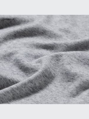 UNIQLO - хлопковая однотонная кофта с круглым вырезом - 08 DARKGRAY