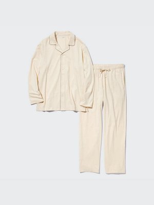 UNIQLO AIRism - однотонная хлопковая пижама - 33 KHAKI