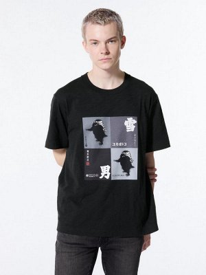 UNIQLO - хлопковая футболка Коллекция саке Юкио - 09 BLACK