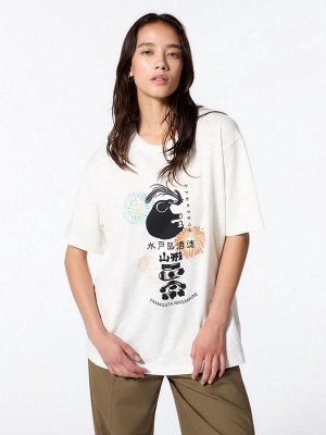 UNIQLO - хлопковая футболка Коллекция саке Масамунэ Ямагата - 01 OFF WHITE