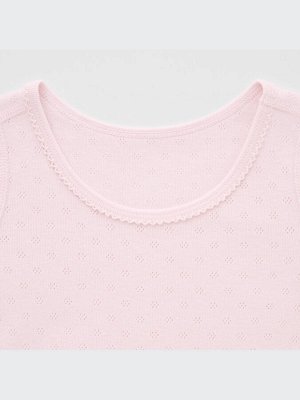 UNIQLO - комплект хлопковых однотонных футболок с узором для девочек (2 шт.)
