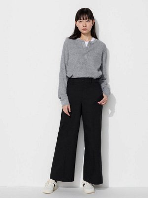UNIQLO - вафельная кофта унисекс с пуговицами на вырезе - 32 BEIGE