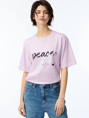 UNIQLO - хлопковая футболка PEACE FOR ALL Moomin - 10 PINK