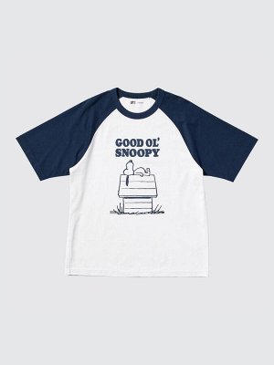 UNIQLO - хлопковая футболка колорблок Peanuts - 69 NAVY