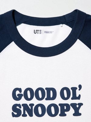 UNIQLO - хлопковая футболка колорблок Peanuts - 69 NAVY
