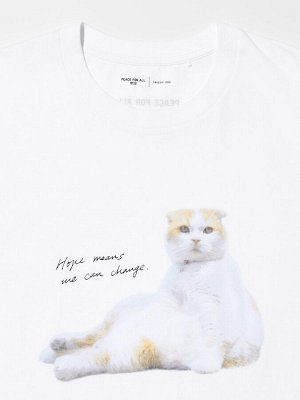 UNIQLO - хлопковая футболка PEACE FOR ALL Takeshi Yoroi- 00 WHITE