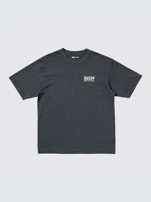 UNIQLO - хлопковая оверсайз футболка Peanuts - 08 DARK GRAY
