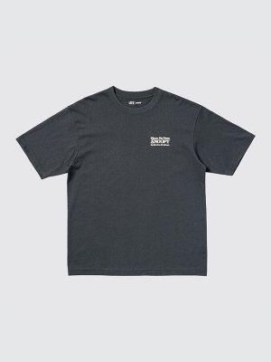UNIQLO - хлопковая оверсайз футболка Peanuts - 08 DARK GRAY