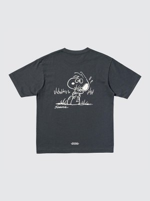 UNIQLO - хлопковая оверсайз футболка Peanuts - 08 DARK GRAY