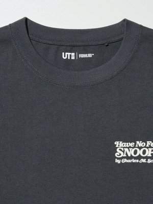 UNIQLO - хлопковая оверсайз футболка Peanuts - 08 DARK GRAY