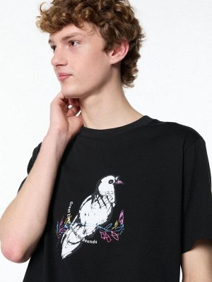 UNIQLO - хлопковая футболка PEACE FOR ALL Han Meilim - 09 BLACK
