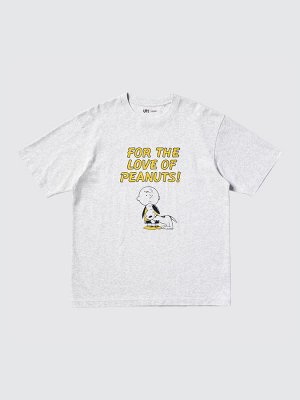 UNIQLO - хлопковая оверсайз футболка Peanuts - 03 GRAY