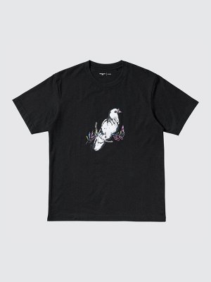 UNIQLO - хлопковая футболка PEACE FOR ALL Han Meilim - 09 BLACK