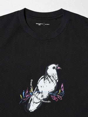 UNIQLO - хлопковая футболка PEACE FOR ALL Han Meilim - 09 BLACK
