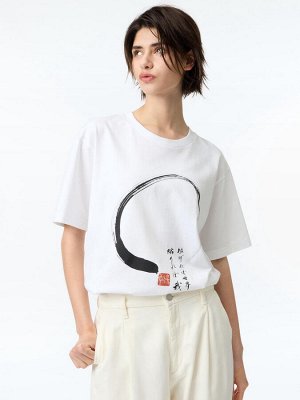 UNIQLO - хлопковая футболка PEACE FOR ALL Kuisako Hakuju - 00 WHITE