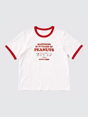 UNIQLO - хлопковая футболка с контрастной каймой Peanuts - 00 WHITE