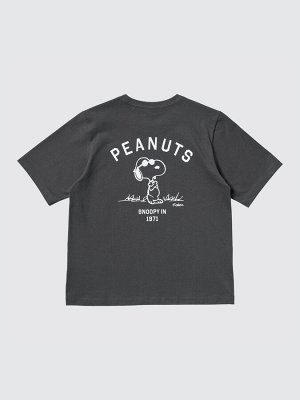 UNIQLO - хлопковая футболка Peanuts - 08 DARK GRAY
