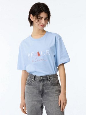 UNIQLO - хлопковая футболка PEACE FOR ALL Khaled Hosseini - 60 LIGHT BLUE
