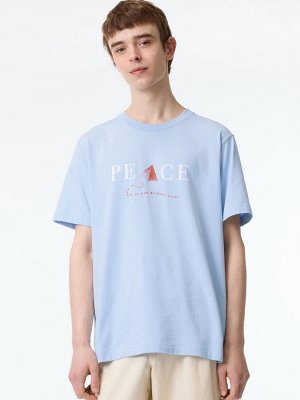 UNIQLO - хлопковая футболка PEACE FOR ALL Khaled Hosseini - 60 LIGHT BLUE
