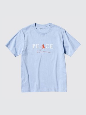 UNIQLO - хлопковая футболка PEACE FOR ALL Khaled Hosseini - 60 LIGHT BLUE