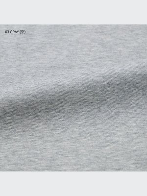 UNIQLO - однотонная футболка унисекс с круглым вырезом - 03 GRAY