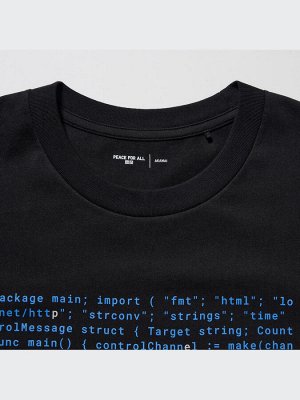 UNIQLO - хлопковая футболка PEACE FOR ALL x Akamai Technologies - 09 BLACK