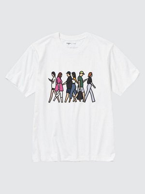 UNIQLO - хлопковая футболка PEACE FOR ALL Julian Opie - 00 WHITE