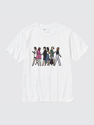 UNIQLO - хлопковая футболка PEACE FOR ALL Julian Opie - 00 WHITE