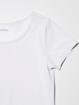 UNIQLO - детская футболка AIRism с U-образным вырезом - 02 LIGHTGRAY