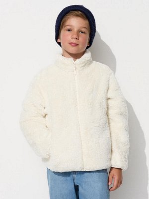 UNIQLO - пушистая флисовая кофта для детей - 01 OFFWHITE