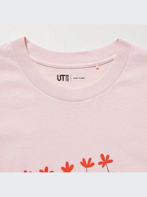 UNIQLO - хлопковая футболка PEACE FOR ALL Hana Tajima - 10 PINK