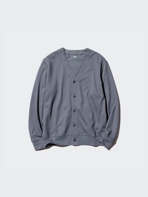 UNIQLO AIRism - хлопковый кардиган унисекс с боковыми карманами - 09 BLACK