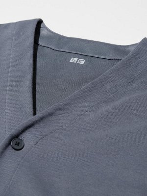 UNIQLO AIRism - хлопковый кардиган унисекс с боковыми карманами - 09 BLACK