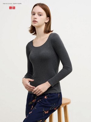 UNIQLO Extra Warm Heattech - теплый термо-лонгслив с чашечками и длинными рукавами Princesse Tam Tam - 07 GRAY