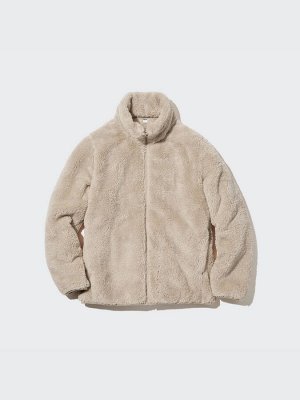 UNIQLO - пушистая флисовая куртка на молнии - 09 BLACK
