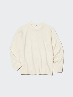 UNIQLO - кашемировый свитер с круглым вырезом - 01 OFFWHITE