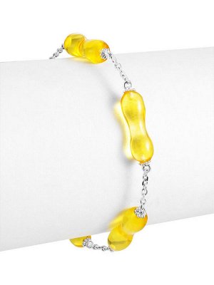 Нежный изящный браслет-цепочка «Капель» с лимонным янтарём