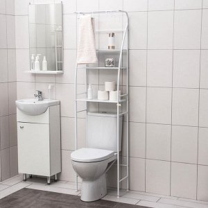 Стеллаж над унитазом со штангой для сушки, 47x25x175 см, белый