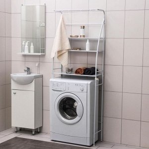 Стеллаж над стиральной машинкой со штангой для сушки, 66?25?175 см, белый