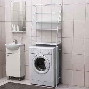 Стеллаж над стиральной машинкой со штангой для сушки, 66?25?175 см, белый