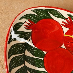 Селёдочница узбекская Риштанская Керамика «Гранаты», 34 см, красная, белая