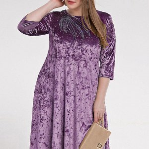 Платье, бархатное полотно, лиловый, Фиолетовый