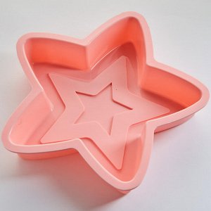 Форма 26х25,5х8см для выпечки кекса силиконовая АК-6197S "Звезда" розовая