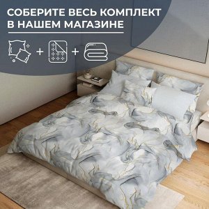 Наволочка 50*70 см, перкаль (Мраморный узор, серый)