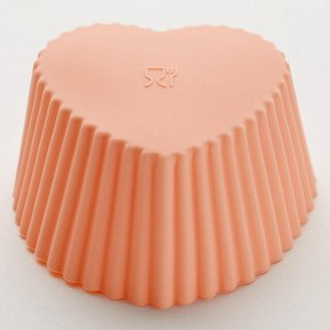 Набор из 6 формочек для кексов 6,5х6,5х3,5см силиконовых BE-4457S/6 "Сердечки" розовый