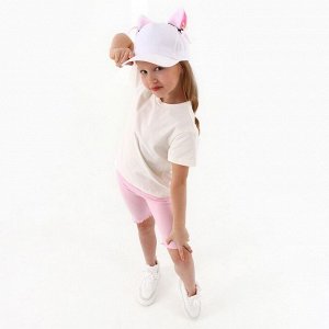 Кепка детская «Кошечка» с ушками, белая, р-р 52-54, 5-7 лет