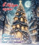 А8 &quot;Виниловый магнит &quot;С Новым годом! Счастья и исполнения всех желаний!&quot;