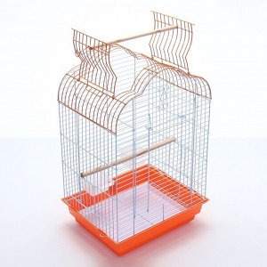 Клетка для птиц Bd-3/1o, раскрывающаяся крыша, 47,5 х 37 х 70 см, оранжевая