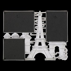 Фоторамка пластик на 3 фото 10х10, 10х15 см "Прогулка по Парижу" белая 28,5х36 см