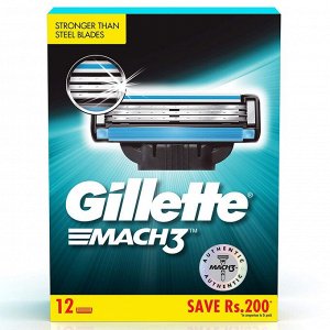Сменные кассеты для бритья Gillette Mach3, 12 шт